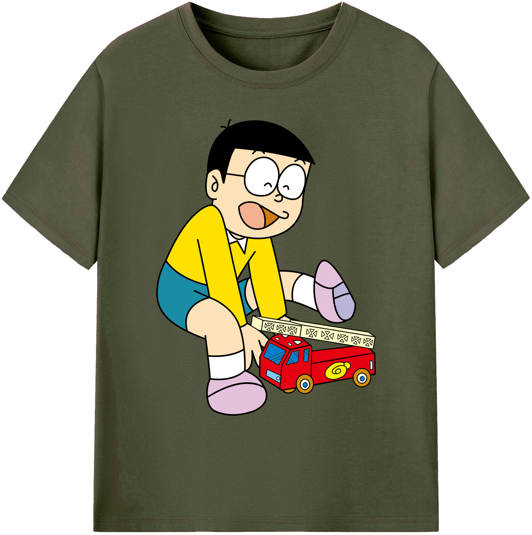（画像用） ドラえもん 野比 のび太 Doraemon Nobita Nobi 綿100％ メンズ半袖Tシャツ｜肌触りやわらか＆通気性
